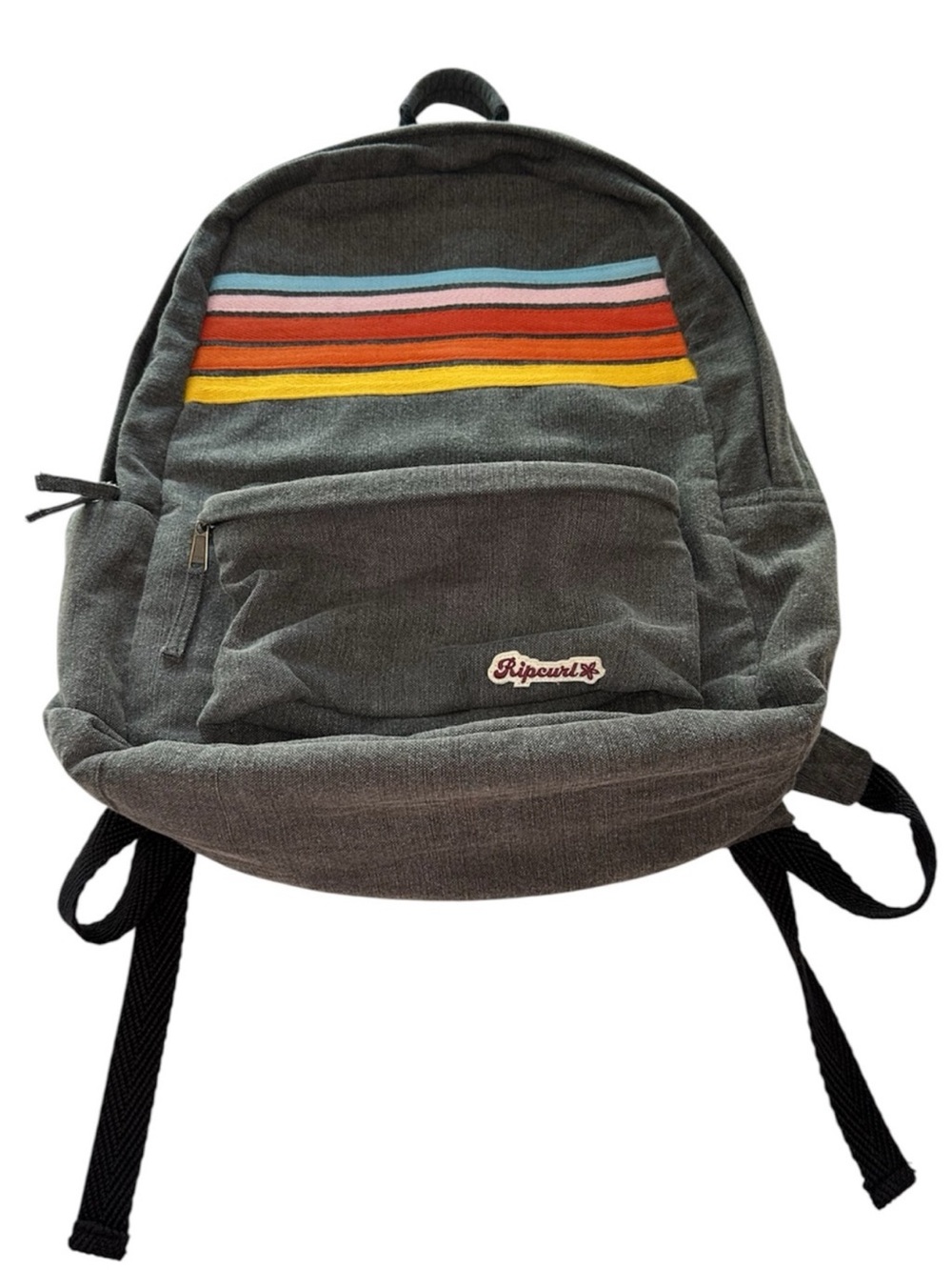 Rip Curl Backpack Mixed Canvas Vintage Black Gray Rainbow Stripes 18L NWT